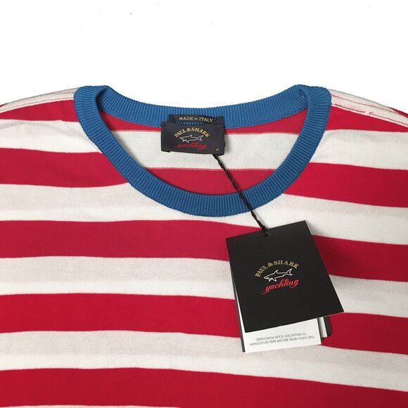 NEW $565 Paul & Shark Sweater! M  White & Red Stripe  Nautical   Cotton   ITALY - Picture 4 of 4